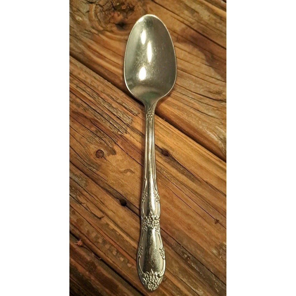 1 Oval Dessert Spoon Fenway Wm A Rogers Stainless Oneida Floral Flowers